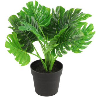 Countryfield Kunstplant Monstera in bloempot - Groen - 15 x 28 cm