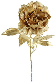 Countryfield Kunsttak/kunstbloem - Pioenroos - metallic goud - H65 cm - polyester - glans