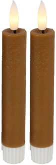Countryfield Led dinerkaarsen - 2x st- cognac bruin -H15cm - afstandsbediening-timer-dimmer