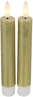 Countryfield Led dinerkaarsen - 2x st- goud -H15cm - afstandsbediening-timer-dimmer
