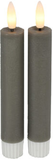 Countryfield Led dinerkaarsen - 2x st- grijs -H15cm - afstandsbediening-timer-dimmer