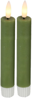 Countryfield Led dinerkaarsen - 2x st- groen -H15cm - afstandsbediening-timer-dimmer