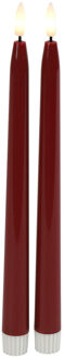 Countryfield LED dinerkaarsen - 2x st - rood - 28 cm - met afstandsbediening