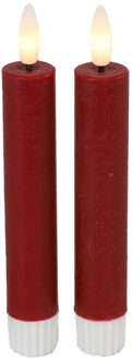 Countryfield Led dinerkaarsen - 2x st- rood -H15cm - afstandsbediening-timer-dimmer