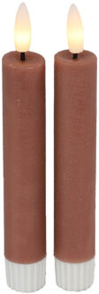 Countryfield Led dinerkaarsen - 2x st- roze -H15cm - afstandsbediening-timer-dimmer