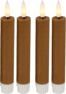 Countryfield Led dinerkaarsen - 4x st- cognac bruin -H15cm - met afstandsbediening - kaarsen