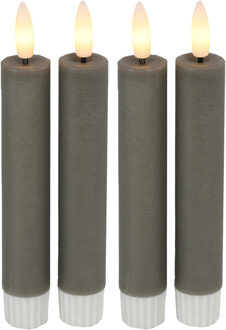Countryfield Led dinerkaarsen - 4x st - grijs -H15cm - met afstandsbediening - kaarsen