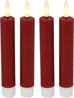 Countryfield Led dinerkaarsen - 4x st- rood -H15cm - met afstandsbediening - kaarsen