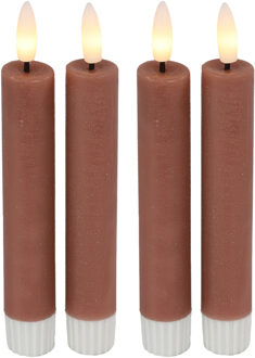 Countryfield Led dinerkaarsen - 4x st- roze -H15cm - met afstandsbediening - kaarsen