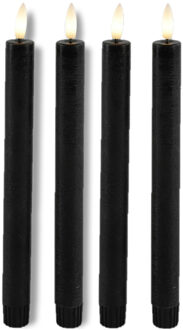Countryfield Led dinerkaarsen 4x st- zwart -24cm - afstandsbediening