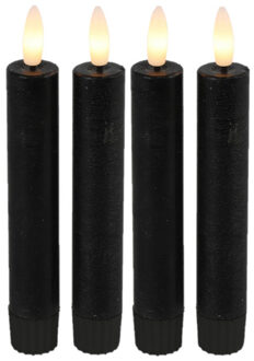 Countryfield Led dinerkaarsen - 4x st- zwart -H15cm - afstandsbediening-timer-dimmer