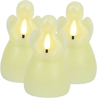 Countryfield LED kaars engel - 3x - creme wit - H11,5 cm - wax kaars op batterijen - kerst thema