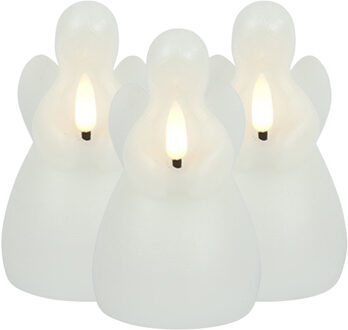 Countryfield LED kaars engel - 3x - wit - H14,5 cm - wax kaars op batterijen - kerst thema