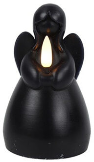 Countryfield LED kaars engel - zwart - H11,5 cm - wax kaars op batterijen - kerst thema