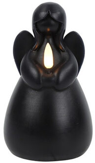 Countryfield LED kaars engel - zwart - H14,5 cm - wax kaars op batterijen - kerst thema