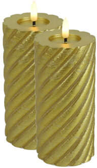 Countryfield LED kaars/stompkaars - 2x - goud - D7,5 x H15 cm - timer - LED kaarsen Goudkleurig