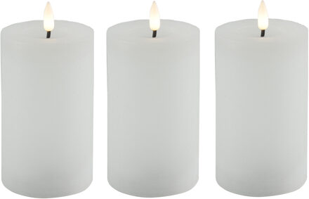 Countryfield LED kaars/stompkaars - 3x - wit - D7,5 x H12,5 cm - timer