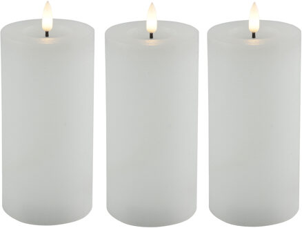 Countryfield LED kaars/stompkaars - 3x - wit - D7,5 x H15 cm - timer