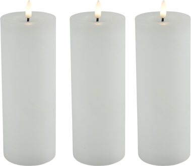 Countryfield LED kaars/stompkaars - 3x - wit - D7,5 x H20 cm - timer