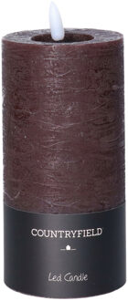 Countryfield LED kaars/stompkaars - donkerbruin - D7,5 x H15 cm - timer