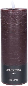 Countryfield LED kaars/stompkaars - donkerbruin - D7,5 x H20 cm - timer