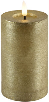 Countryfield LED kaars/stompkaars - goud - D7,5 x H12,5 cm - timer - warm wit