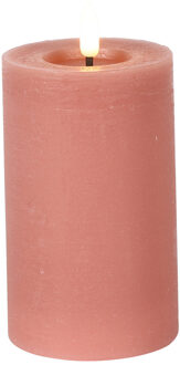 Countryfield LED kaars/stompkaars - roze - D7,5 x H12,5 cm - timer