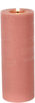 Countryfield LED kaars/stompkaars - roze - D7,5 x H20 cm - timer