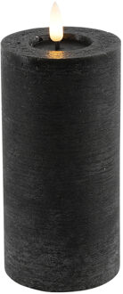 Countryfield LED kaars/stompkaars - zwart - D7,5 x H15 cm - timer