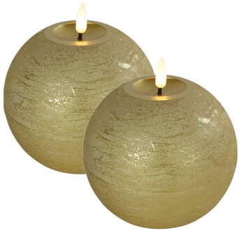Countryfield LED kaarsen/bolkaarsen- 2x - goud - B12 x H12,5 cm - Lyon - warm wit