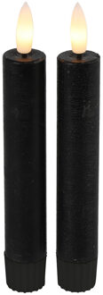 Countryfield Led kaarsen/dinerkaarsen - 2x stuks - zwart - 15 cm