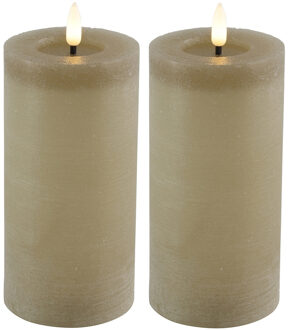 Countryfield LED kaarsen/stompkaarsen - 2x - beige - D7,5 x H15 cm - timer