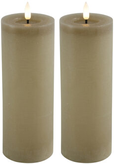 Countryfield LED kaarsen/stompkaarsen - 2x - beige - D7,5 x H20 cm - timer