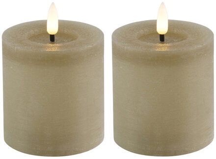 Countryfield LED kaarsen/stompkaarsen - 2x - beige - D7,5 x H8 cm - timer