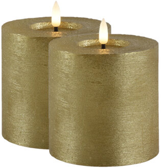 Countryfield LED kaarsen/stompkaarsen - 2x - goud - D10 x H10 cm - timer - warm wit