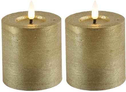 Countryfield LED kaarsen/stompkaarsen - 2x - goud - D7,5 x H8 cm - timer - warm wit