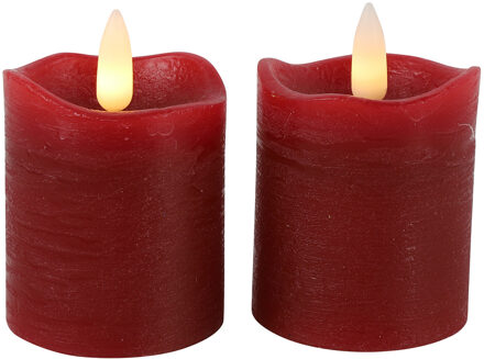 Countryfield LED kaarsen/stompkaarsen - 2x st - rood - D5 x H7,2 cm - timer - warm wit