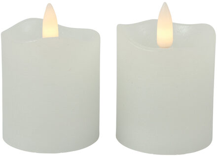 Countryfield LED kaarsen/stompkaarsen - 2x st - wit - D5 x H7,2 cm - timer - warm wit