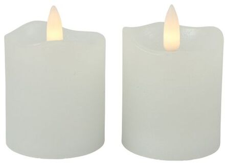 Countryfield LED kaarsen/stompkaarsen - 2x st - wit - D7,5 x H7,2 cm - LED kaarsen