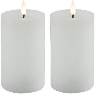 Countryfield LED kaarsen/stompkaarsen - 2x - wit - D7,5 x H12,5 cm - timer