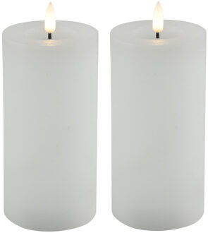Countryfield LED kaarsen/stompkaarsen - 2x - wit - D7,5 x H15 cm - timer