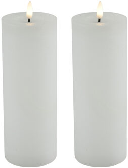Countryfield LED kaarsen/stompkaarsen - 2x - wit - D7,5 x H20 cm - timer