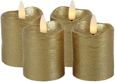 Countryfield LED kaarsen/stompkaarsen - 4x st - goud - D7,5 x H7,2 cm - LED kaarsen Goudkleurig