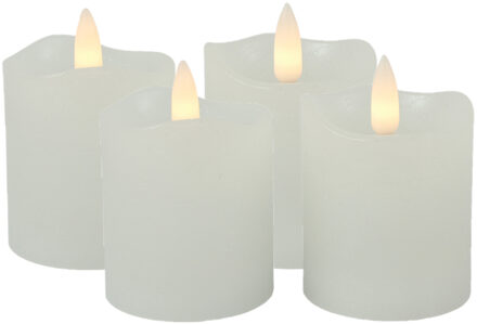 Countryfield LED kaarsen/stompkaarsen - 4x st - wit - D5 x H7,2 cm - timer - warm wit