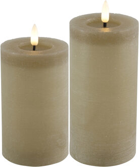 Countryfield LED kaarsen/stompkaarsen - set 2x - beige - D7,5 x H15 en H20 cm - timer - warm wit
