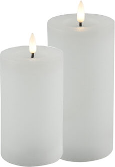 Countryfield LED kaarsen/stompkaarsen - set 2x - wit - D7,5 x H12,5 en H15 cm - timer - warm wit - LED kaarsen