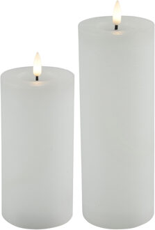 Countryfield LED kaarsen/stompkaarsen - set 2x - wit - H15 en H20 cm - timer - warm wit