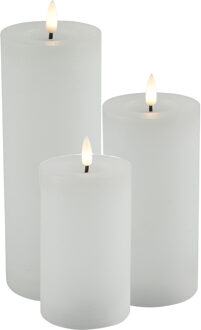 Countryfield LED kaarsen/stompkaarsen - set 3x - wit - H12,5, H15 en H20 cm - warm wit