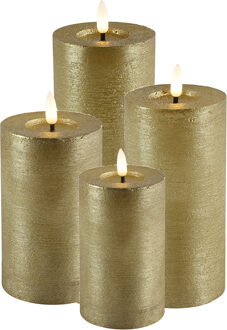 Countryfield LED kaarsen/stompkaarsen - set 4x - goud - timer - warm wit