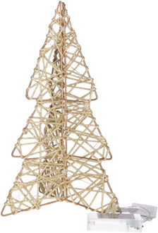 Countryfield LED kerstboom - H31 cm - goud - metaal - 20 leds - 3D - kerstverlichting figuur Goudkleurig